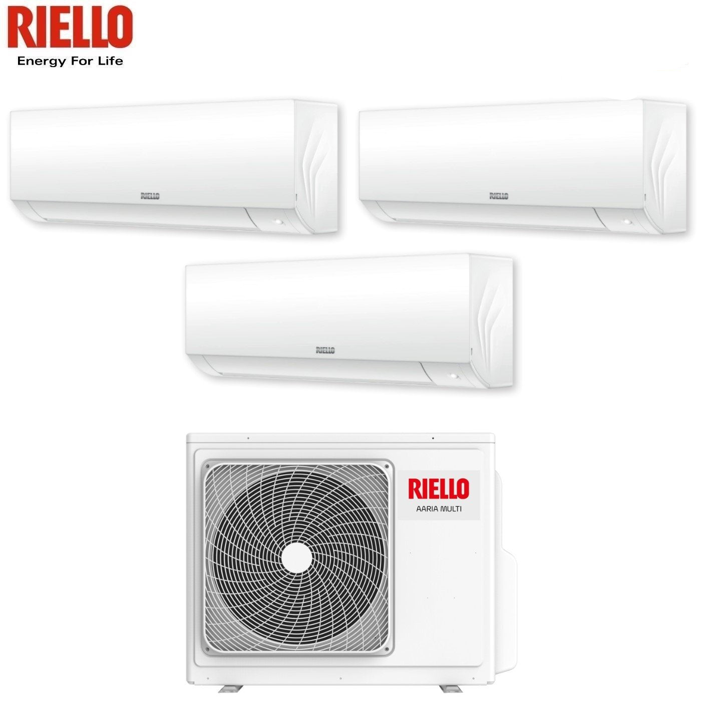 Climatizzatore Condizionatore Riello Trial Split Inverter serie AARIA PLUS I 9+12+12 con AARIA MULTI 370 PI R-32 Wi-Fi Integrato 9000+12000+12000